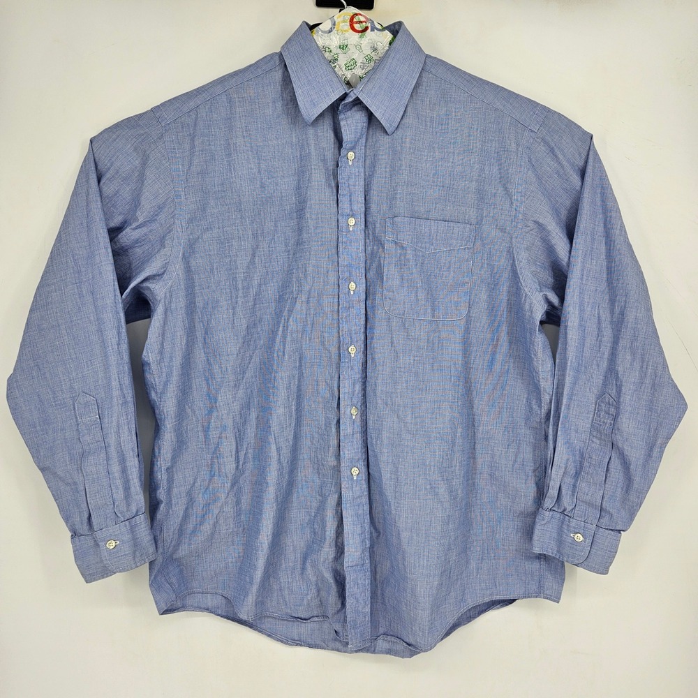 VTG Brooks Brothers Shirt Mens 17 Blue USA Long Sleeve Button Up Casual Cotton
